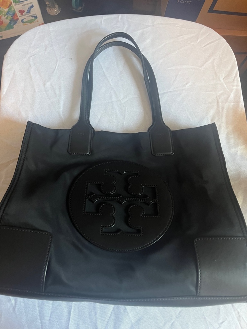 Tory Burch Black Nylon Logo Tote with Double Handles